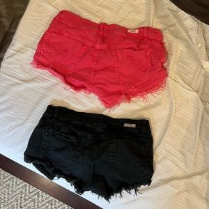 Distressed Brandy Melville Jean Shorts - Pink and Black, size 40